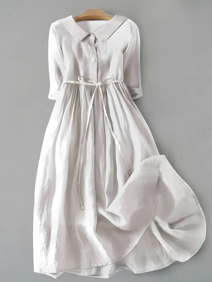 Wójcik™ | Elegancka Sukienka z Krótkim Rękawem i Sznurowanym Pasem