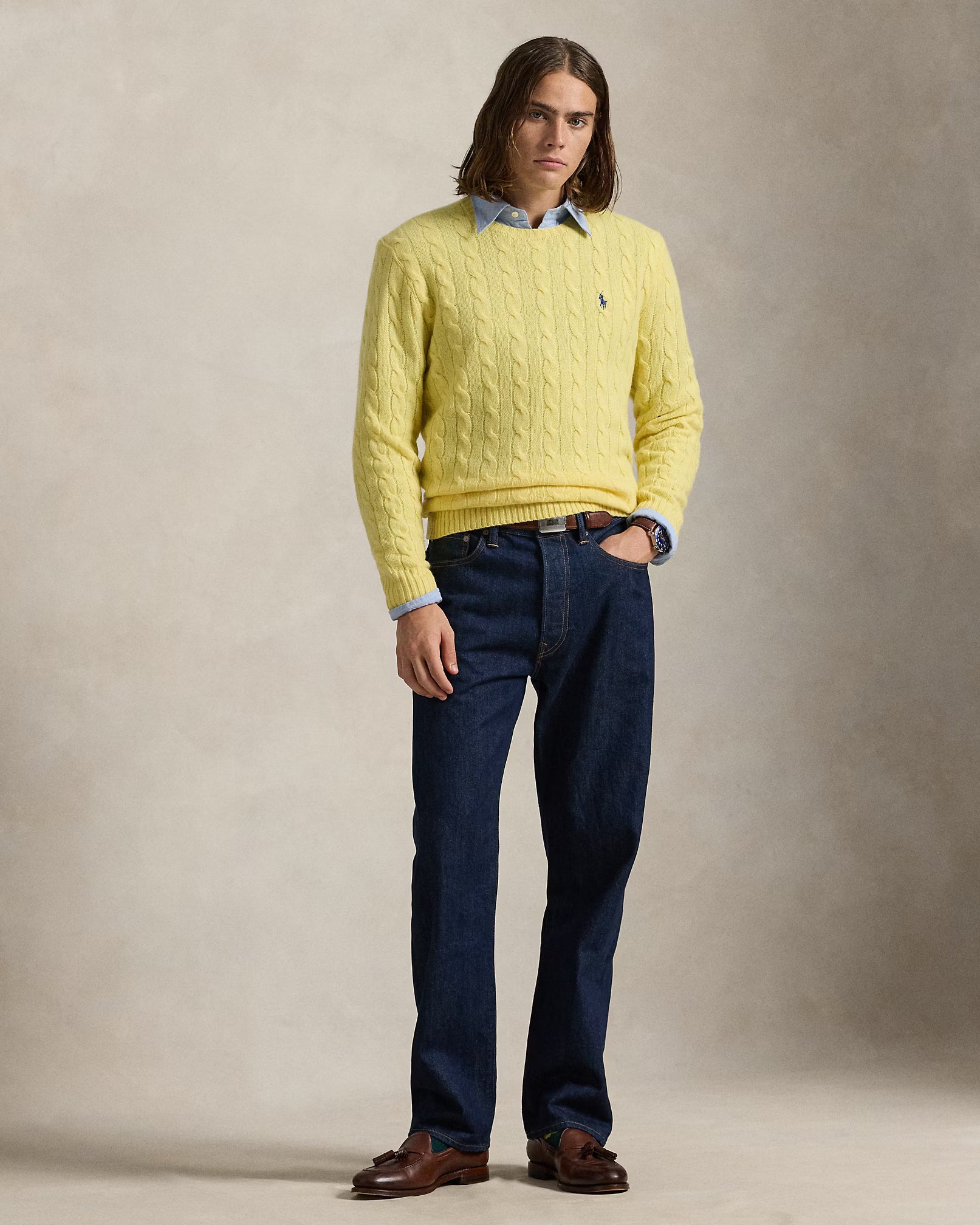 Jersey de lana y cachemira tejido con cable