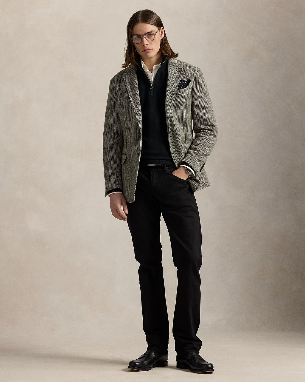 Jersey de algodón de punto de malla con cremallera de un cuarto