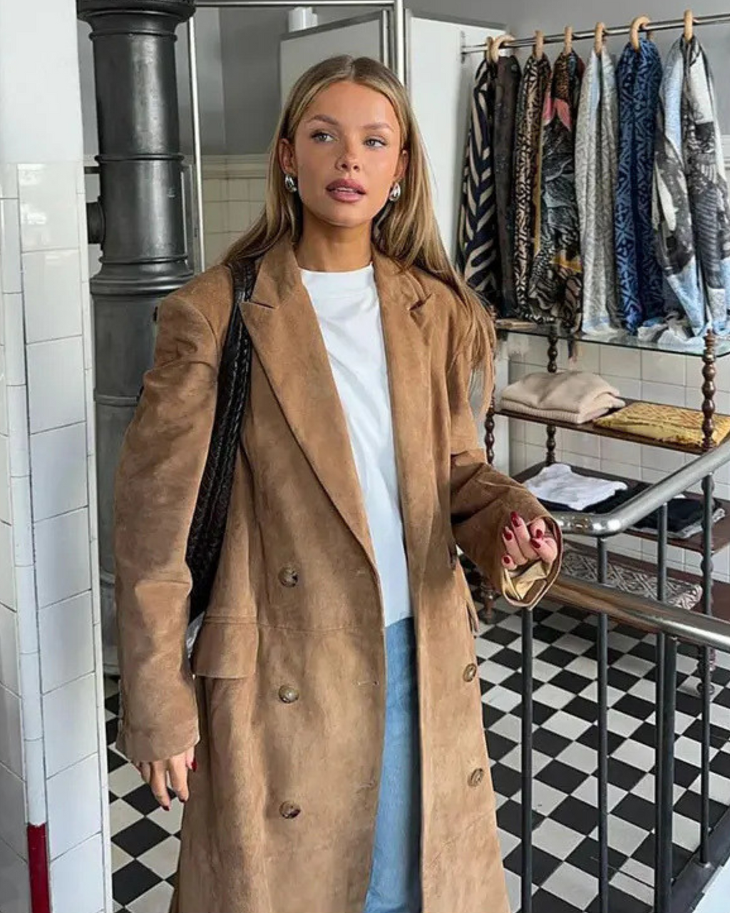 Katarzyna™ | Płaszcz Długi z Efektem Zamszu