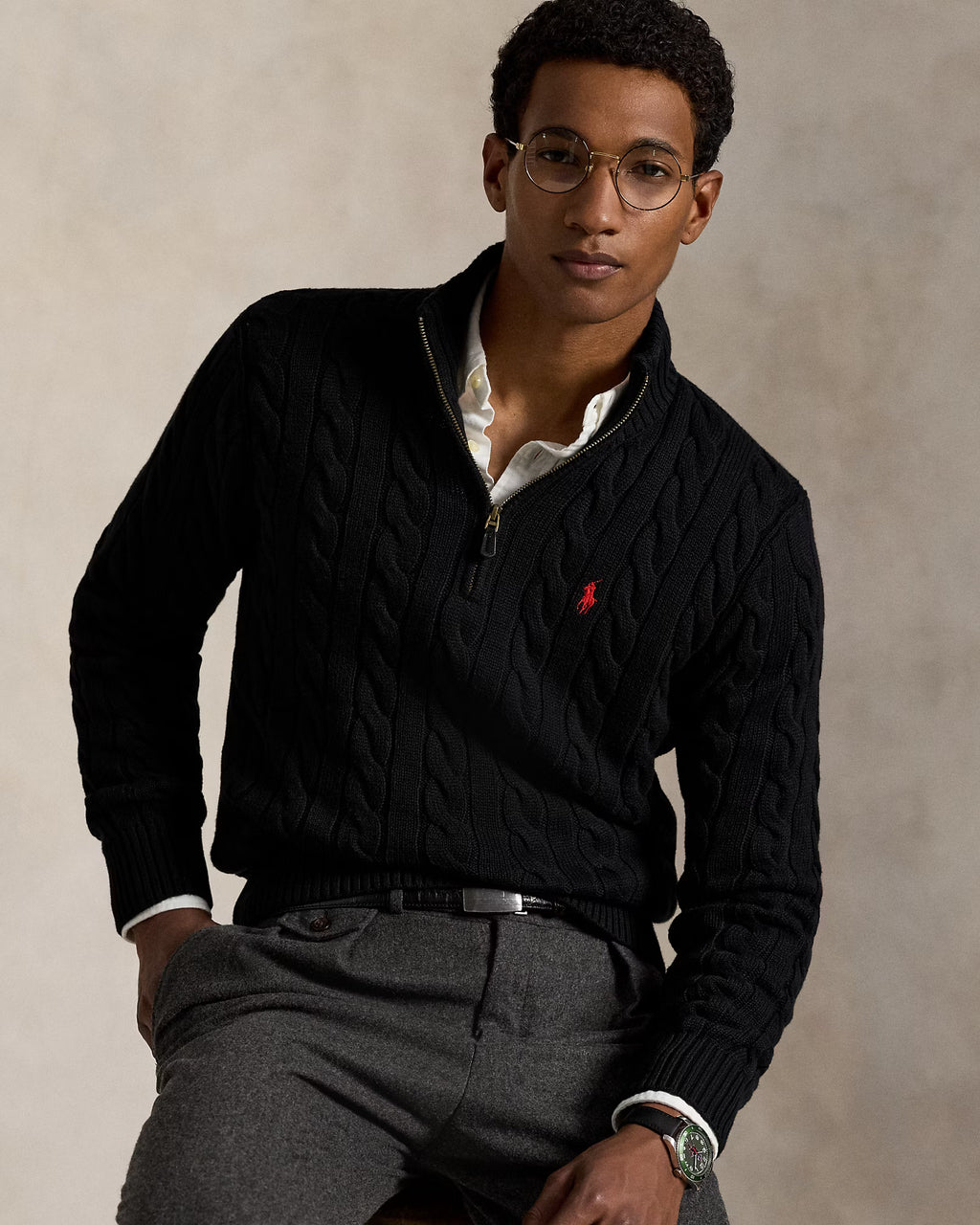 Jersey de algodón con cremallera hasta el pecho