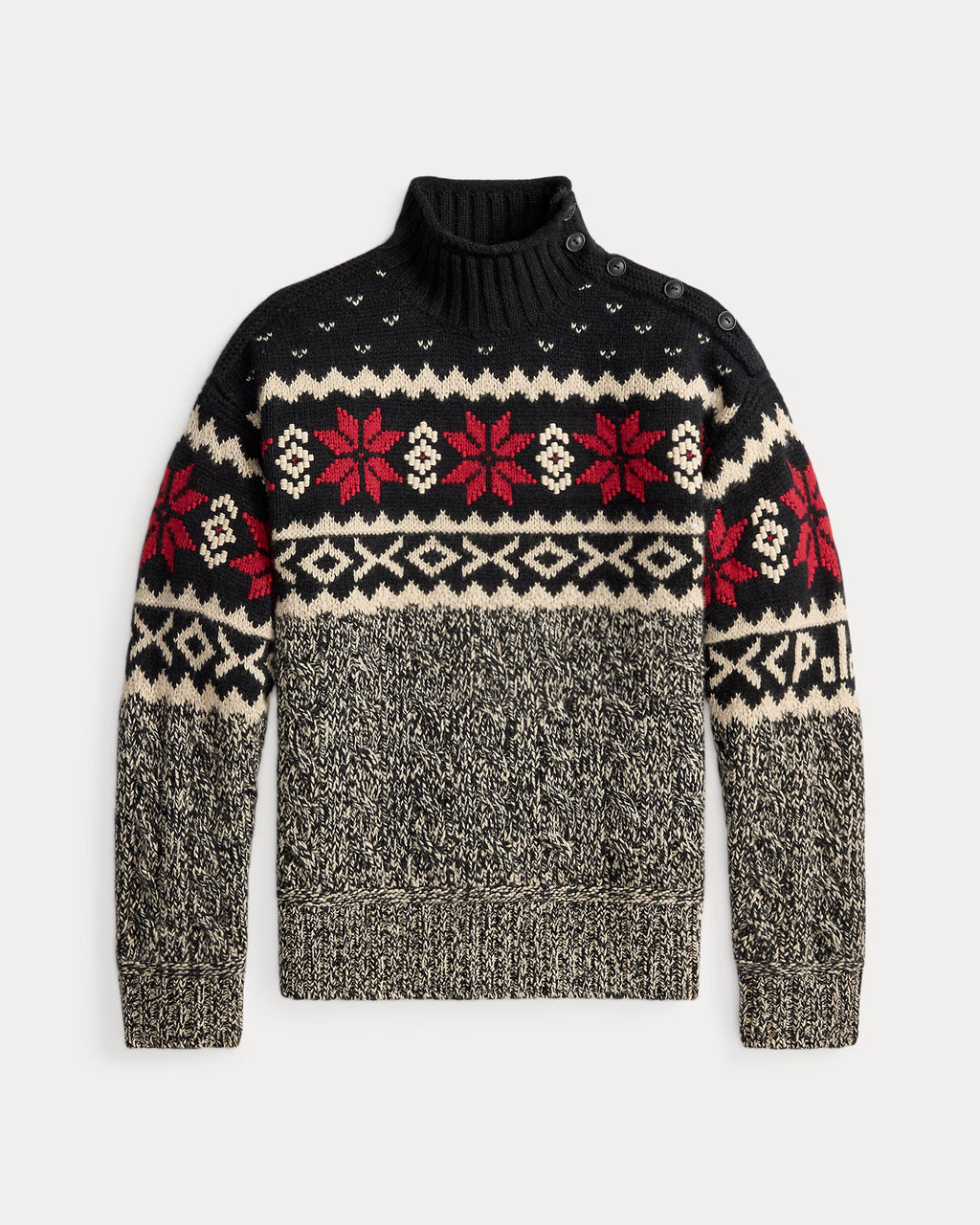 Jersey de cuello alto de mezcla de lana con copos de nieve