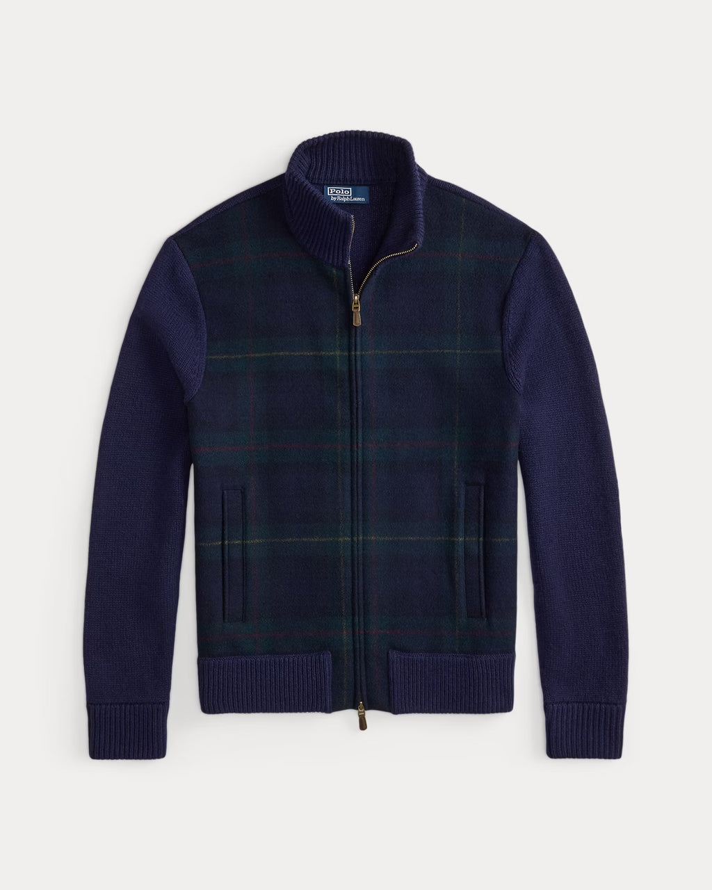 Jersey polo con cremallera y estampado de cuadros escoceses