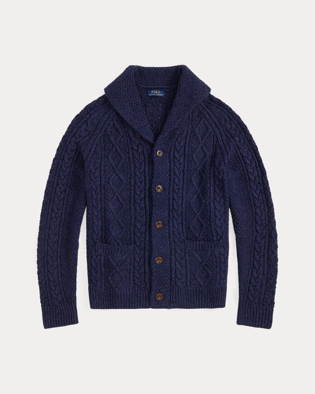 Chaleco de algodón tejido a mano con cuello chal