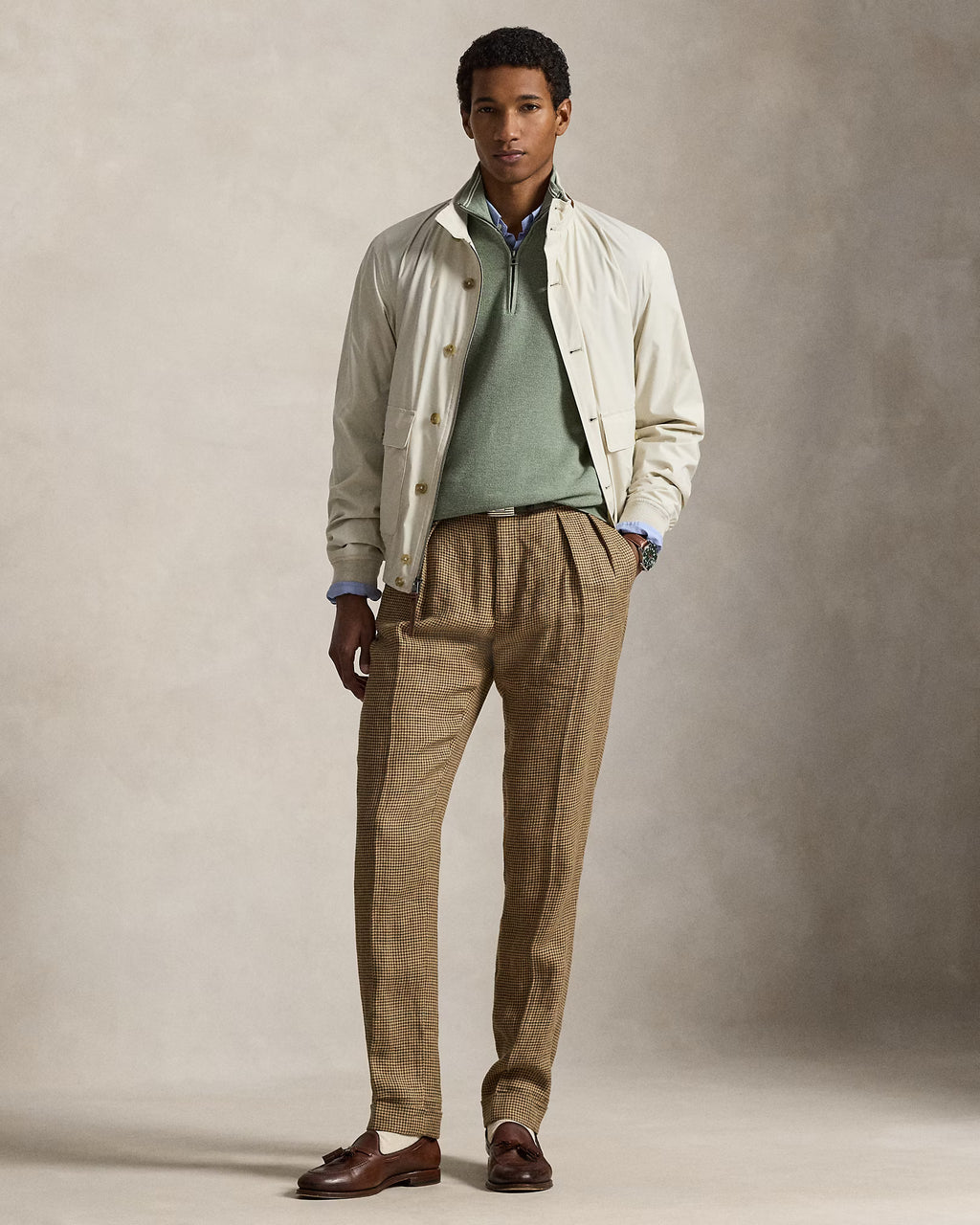 Jersey de algodón de punto de malla con cremallera de un cuarto