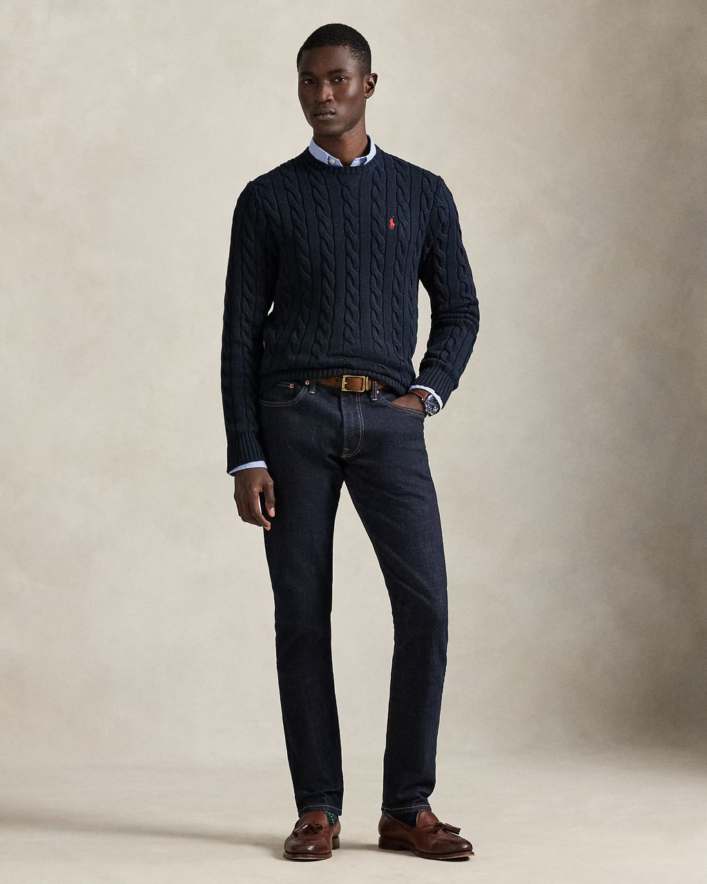 Jersey de algodón tejido con cable