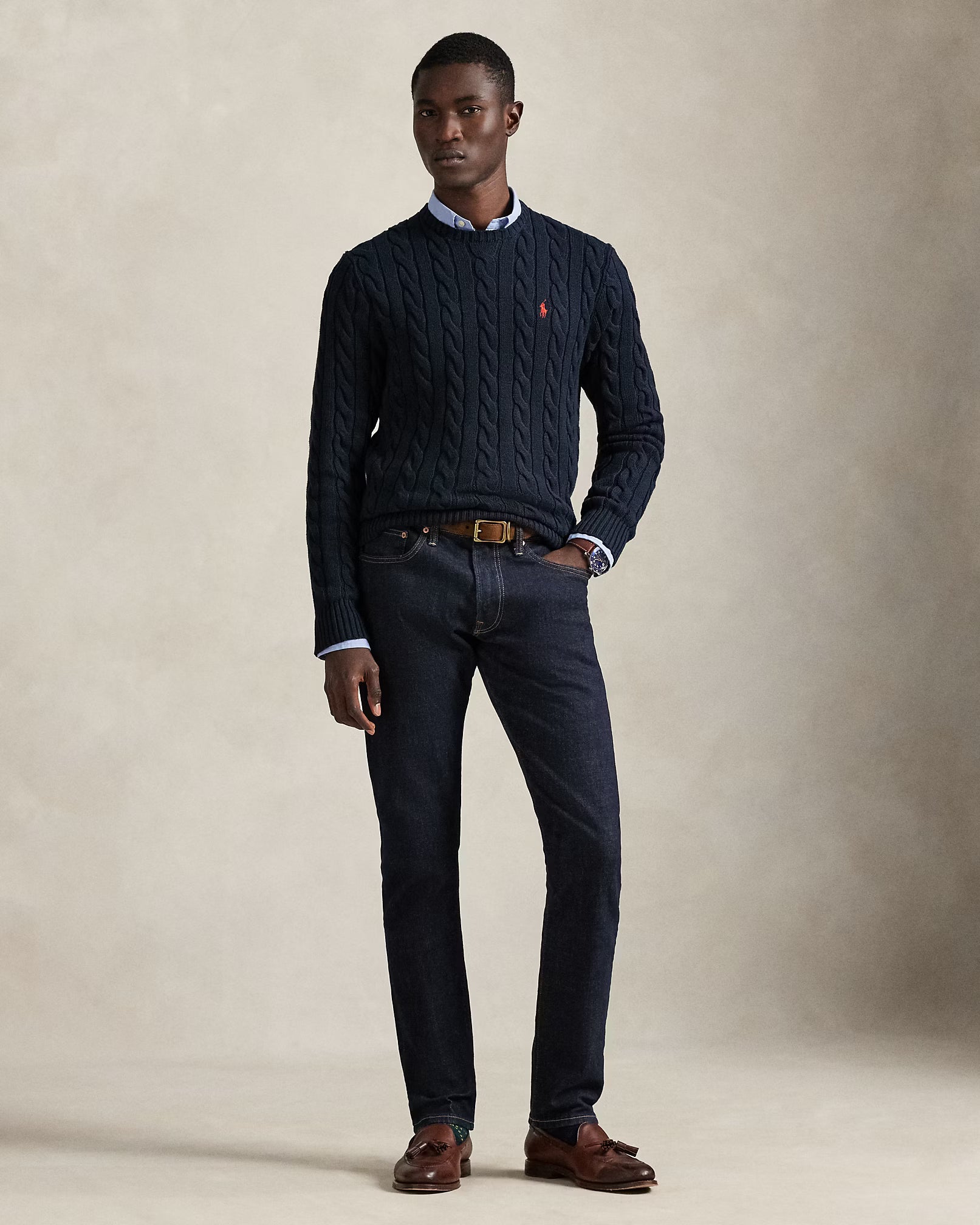 Jersey de algodón tejido con cable