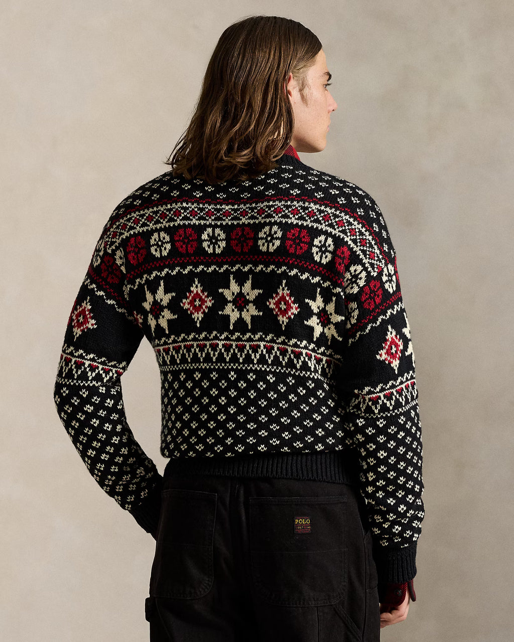 Katoenen-kasjmier trui met sneeuwvlokken