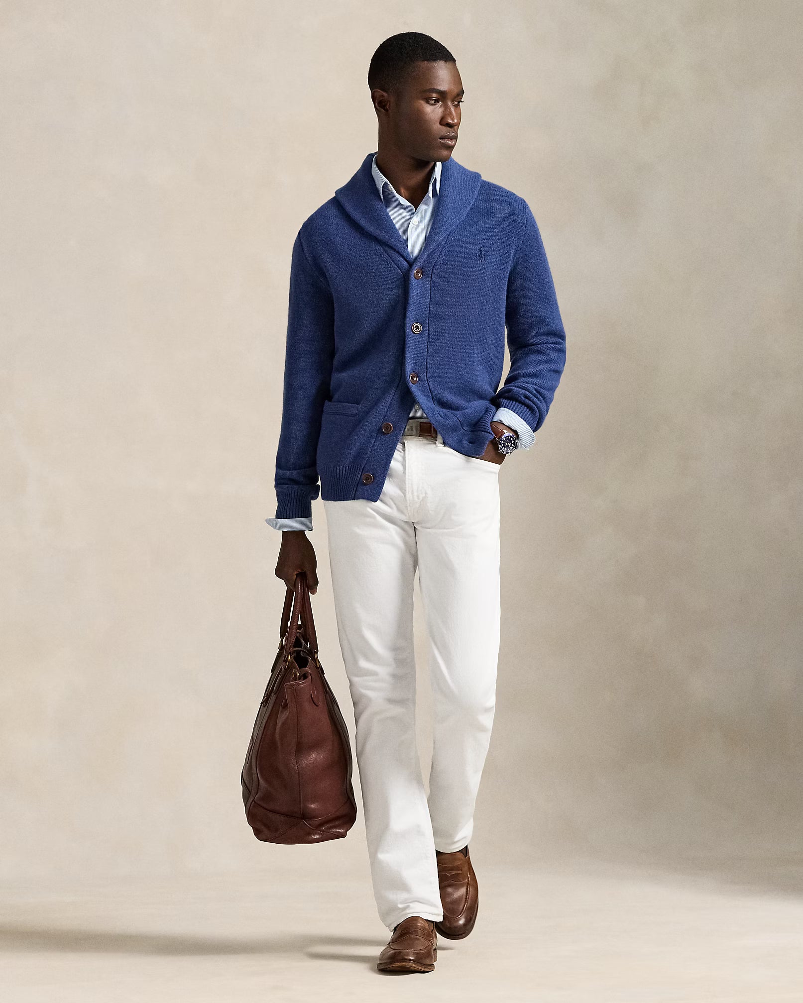 Chaleco de lana y cachemira con cuello chal