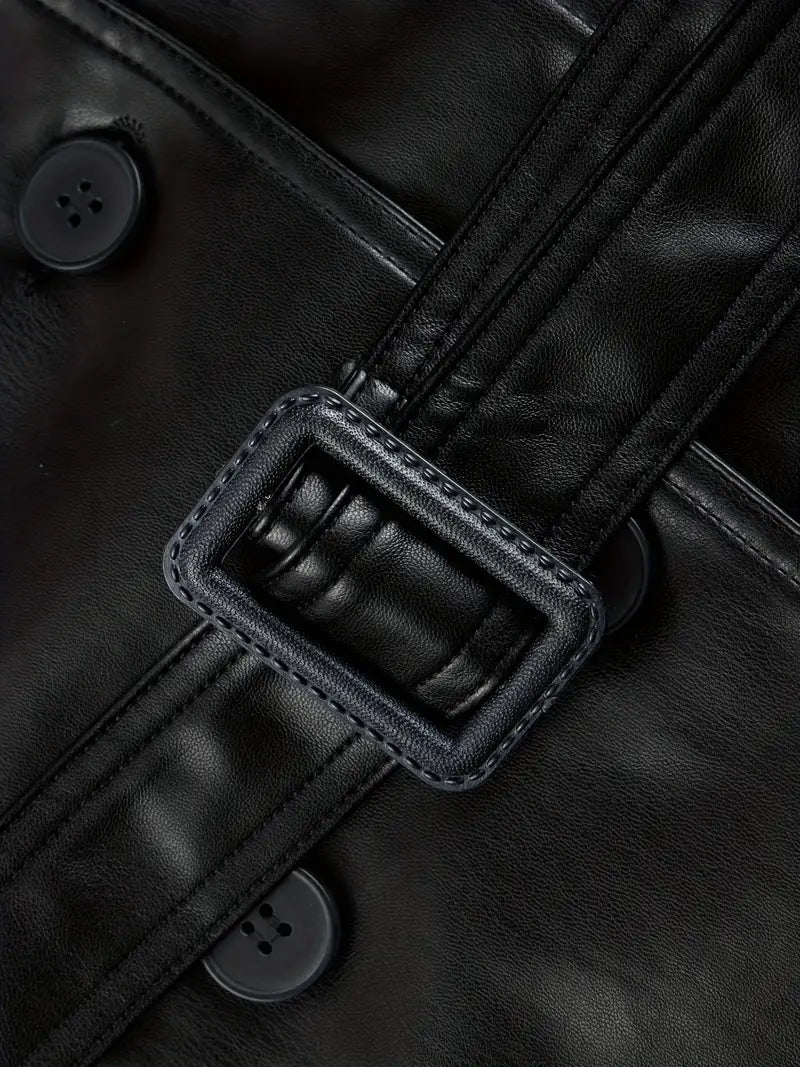 Bielawska™ | Stylowy długi czarny płaszcz damski